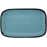 GET CS-1170-GBL Pottery Market 12" x 7 1/2" Matte Speckled Grayish Blue Melamine Rectangular Platter - 12/Pack