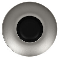 RAK Porcelain MFFDGD26SB Metal Fusion 10 1/4 inch Silver / Black Porcelain Gourmet Deep Plate - 6/Case