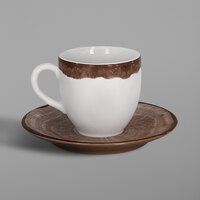 RAK Porcelain WDCLSA13OB Woodart 5 1/8 inch Oak Brown Porcelain Espresso Cup Saucer - 12/Case