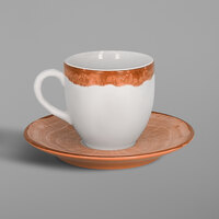RAK Porcelain WDCLSA13CO Woodart 5 1/8 inch Cedar Orange Porcelain Espresso Cup Saucer - 12/Case