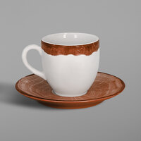 RAK Porcelain WDCLSA13TB Woodart 5 1/8 inch Timber Brown Porcelain Espresso Cup Saucer - 12/Case