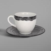 RAK Porcelain WDCLSA17BG Woodart 6 3/4 inch Beech Grey Porcelain Coffee Cup Saucer - 12/Case