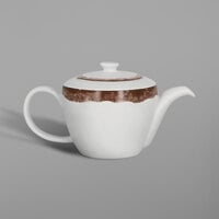 RAK Porcelain WDCLTP40OB Woodart 13.6 oz. Oak Brown Porcelain Teapot and Lid - 4/Case
