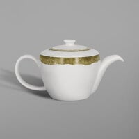 RAK Porcelain WDCLTP40MG Woodart 13.6 oz. Moss Green Porcelain Teapot and Lid - 4/Case