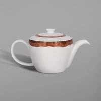 RAK Porcelain WDCLTP40WB Woodart 13.6 oz. Walnut Brown Porcelain Teapot and Lid - 4/Case