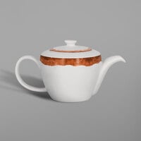 RAK Porcelain WDCLTP40TB Woodart 13.6 oz. Timber Brown Porcelain Teapot and Lid - 4/Case