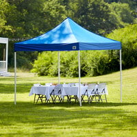 Backyard Pro Courtyard Series 10' x 10' Blue Straight Leg Steel Instant Pop Up Canopy Tent