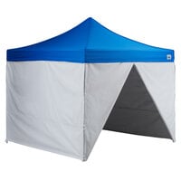 Backyard Pro Courtyard Series 10' x 10' Blue Straight Leg Aluminum Instant Canopy Deluxe Kit with 4 Side Walls