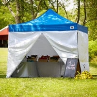 Backyard Pro Courtyard Series 10' x 10' Blue Straight Leg Aluminum Instant Canopy Deluxe Kit with 4 Side Walls