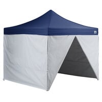 Backyard Pro Courtyard Series 10' x 10' Navy Straight Leg Aluminum Instant Canopy Deluxe Kit with 4 Side Walls