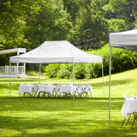 Backyard Pro Courtyard Series 10' x 15' White Straight Leg Steel Instant Pop Up Canopy Tent