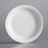 Acopa 8 1/4 inch Bright White Narrow Rim Stoneware Plate - 36/Case