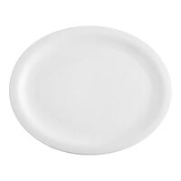 Acopa 13" x 10 1/2" Bright White Narrow Rim Oval Stoneware Platter - 12/Case