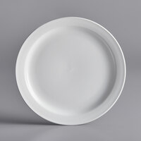 Acopa 10 1/2 inch Bright White Narrow Rim Stoneware Plate - 12/Case