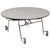 National Public Seating MTSSF-48R-MDPEPC 48 inch Round MDF Cafeteria Table with ProtectEdge and Black Powder Coated Frame