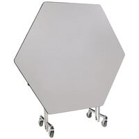 National Public Seating MTSSF-48H-PBTMCR 48 inch Hexagonal Particleboard Cafeteria Table with T-Mold Edge and Chrome Frame