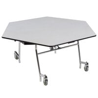 National Public Seating MTSSF-48H-MDPECR 48 inch Hexagonal MDF Cafeteria Table with ProtectEdge and Chrome Frame