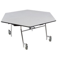 National Public Seating MTSSF-48H-MDPEPC 48 inch Hexagonal MDF Cafeteria Table with ProtectEdge and Black Powder Coated Frame