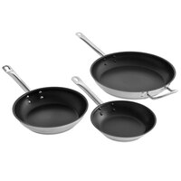 Vigor 3-Piece Induction Ready Stainless Steel Non-Stick Fry Pan Set - 8", 9 1/2", and 12" Frying Pans