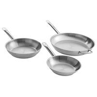 Vigor 3-Piece Induction Ready Stainless Steel Fry Pan Set - 8 inch, 9 1/2 inch, and 12 inch Frying Pans