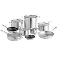 Vigor SS1 Series 15-Piece Induction Ready Stainless Steel Cookware Set with 3 Sauce Pans, 5 Qt. Saute, 3 Fry Pans, and 2 Stock Pots