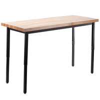National Public Seating HDT3-3060B 30 inch x 60 inch Adjustable Height Utility Table with Maple Butcher Block Top