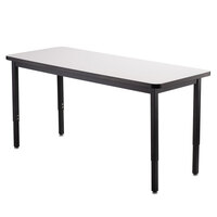 National Public Seating HDT3-2472W 24 inch x 72 inch Adjustable Height Utility Table with Whiteboard Top