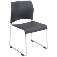 National Public Seating 8820-11-20 Cafetorium Charcoal Stackable Chair With Chrome Frame and Sled Base