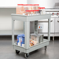 Continental 5800GY 34 inch x 17 inch Gray Utility Cart with 2-Shelf Recessed Top