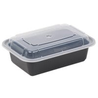 Pactiv Newspring NC-838-B 24 oz. Black 5" x 7 1/4" x 2" VERSAtainer Rectangular Microwavable Container with Lid - 150/Case