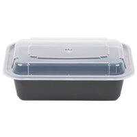 Pactiv Newspring NC-838-B 24 oz. Black 5" x 7 1/4" x 2" VERSAtainer Rectangular Microwavable Container with Lid - 150/Case