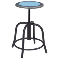 National Public Seating 6805-10 Black 18 inch - 24 inch Adjustable Swivel Lab Stool with Blueberry Steel Seat