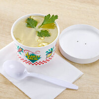 Solo KHSBA-86926 Hearty Soup Print 8 oz. Double Poly-Paper Soup / Hot Food Cup with Vented Paper Lid - 250/Case