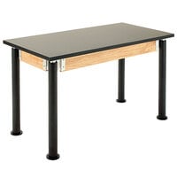 National Public Seating Height Adjustable Science Lab Table with Phenolic Top and Black Legs
