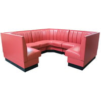 American Tables & Seating 88" Long 12 Channel Back Upholstered Corner Booth 3/4 Circle - 36" High