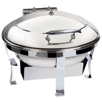 Cal-Mil 3368-49 6.5 Qt. Chrome Plated Round Chafer with Lid - 21 inch x 18 inch x 13 1/4 inch