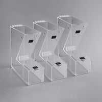 Choice 11" x 4" x 11" Stackable Candy / Topping Dispensers with Notches - 3/Set