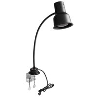 Avantco HL24BKC 24 inch Black Single Arm Bulb Warmer Flexible Heat Lamp with Avantco PCLMPSS Stainless Steel Clamp - 120V, 250W