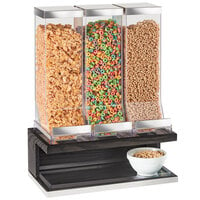 Cal-Mil 3823-87 Cinderwood 10 Liter Triple Canister Dark Oak Wood Cereal Dispenser