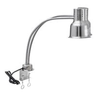 Avantco HLD24SSC 24" Dual Arm Stainless Steel Heat Lamp with Avantco PCLMPSS Stainless Steel Clamp - 120V, 500W