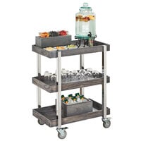 Cal-Mil 3834-83 Ashwood Gray Oak 3-Tier Beverage Cart - 31 inch x 20 1/4 inch x 39 1/4 inch
