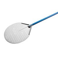GI Metal Azzurra 20" Anodized Aluminum Round Perforated Pizza Peel with 70" Handle A-50F/180