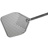 GI Metal Carbon 13" Anodized Aluminum Square Perforated Pizza Peel with 59" Handle C-32RF