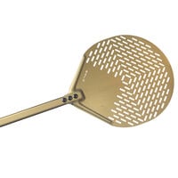 GI Metal Gold 13" Anodized Aluminum Round Perforated Pizza Peel with 59" Handle AV-32F