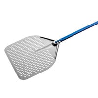 GI Metal Azzurra20" Anodized Aluminum Square Perforated Pizza Peel with 59" Handle A-50RF