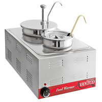 Avantco Twin Well Countertop Food Warmer with (1) 4 Qt. Inset, (1) 7.5 Qt. Inset, 1 Condiment Pump, and Ladle - 120V, 1200W