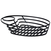GET WB-1060-MG Fuse 9 3/4 inch x 6 3/4 inch Oval Metal Gray Wire Basket with Sauce Cup Holder
