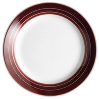 Libbey 999025118 Banded Rigel Constellation 6 3/8" Lunar Bright White Porcelain Plate with Apple Butter Stripes - 36/Case