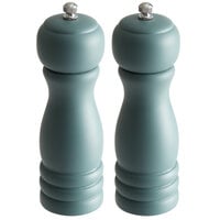 Acopa 6" Matte Steel Blue Wooden Salt / Pepper Mill - 2/Set