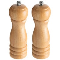 Acopa 6" Matte Natural Wooden Salt / Pepper Mill - 2/Set